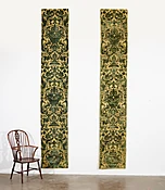 A Pair of Rare Genoese Green Cut Velvet Wall Hangings c. 1580