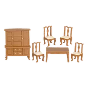 1/2 Inch Scale Dollhouse Miniature Walnut Dining Room Table Set in Resin