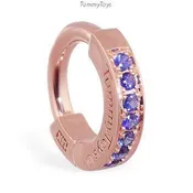14K Rose Gold Belly Button Ring with Vibrant Blue Sapphires navel clicker ring