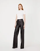 LAUDA High-Waist Wide-Leg Stretch Lambskin Leather Pants