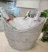 Barnes/Gamble: Rattan Beverage Tub — Lisa Mallory Interior Design