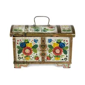 19th Century Scandinavian Small Hand Painted Lift Top Dome Box