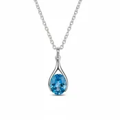 Bezel Set Gemstone Teardrop Pendant Necklace