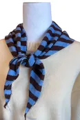 Blue/Brown Striped Knit Triangle Scarf
