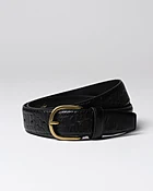 Black Crocodile Embossed Leather Belt