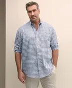 Big & Tall Stretch Cotton Non-Iron Oxford Polo Button Down Collar, Tartan Shirt