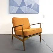 Ib Kofod Larsen Woven-Backed Lounge Chair
