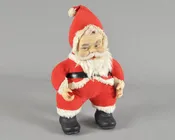 Vintage Rushton Company Christmas Rubber Face Stuffed Plush Red and White Santa Doll