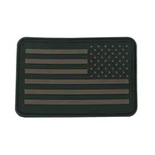 American Flag Patch, Subdued Grey, PVC Rubber, 2" x 3" w/ Velcro/Hook backing