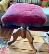 Antique PIANO STOOL wood victorian adjustable organ velvet vintage
