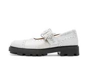 Lou - White | Brogue Mary Janes With Embroidery | Fluevog Shoes