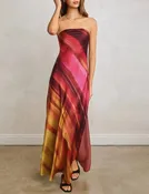 Aurora Bias Cut Watercolor Dress