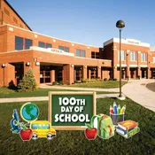 100th Day of School Yard Sign Decorations 9 pc Set