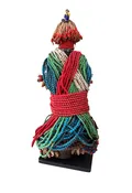 #1228 Vintage African Beaded Fali Namji Fertility Doll Cameroon  w/Stand 11.5" H