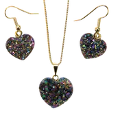 0.5″ Amethyst Heart Necklace Earring Set