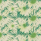 Abstract Florals Rayon - Whimsical Petals Chartreuse on Green