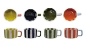 14 oz. Hand-Painted Stoneware Striped Mug, 4 Colors
