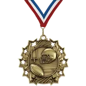 2.25" 10 Star Football Medal – Gold, Silver & Bronze with 30 Ribbon Options