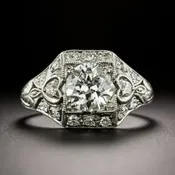 Art Deco 1.08 Carat Diamond Platinum Engagement Ring - GIA F SI1