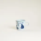 10 oz Yeogi-Damki Hand-Painted Mug - Cat & Coffee