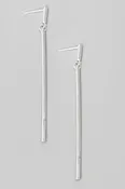 Long Metallic Bar Dangle Earrings: Silver