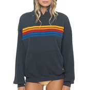 5 Stripe Relaxed Pullover Hoodie in Charcoal