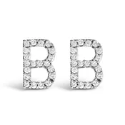 10K White Gold 1/10 Cttw Diamond Initial “A” to "Z" Stud Earring