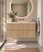 Custom Floating White Oak Bathroom Vanity
