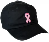 Breast Cancer Awareness Embroidered Ribbon Cap Hat - Black — The Pink Ribbon Shop