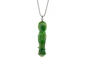 Dark Green Jadeite Jade Quan Yin in 18K