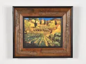Custom Framed Vintage Tuscan Landscape Wall Art-Unique Distressed Frame-Gift for Art Collector