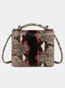 Annapolis Italian Python Leather Handbag Zebra Red