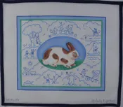 Blue Bunny Toile