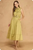 Belted Utility Midi Dress