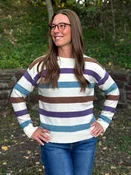Autumn Horizon Multi-Color Striped Crew Neck Sweater