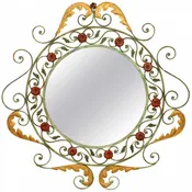 French Victorian Round Painted Wrought Iron Wall Mirror