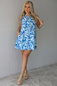 All Around Dress: Blue/White