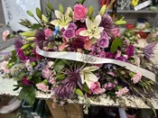 Casket Flowers designed to lay on the top of the casket. — White Pine and Petals  Flowers, Weddings, Plants and Gifts Roscommon Higgins Lake