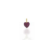 14K Mini Ruby Pave Heart Charm - Yellow Gold
