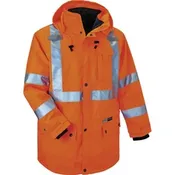 Ergodyne 4-in-1 High Visibility Jacket 3-Xtra Large - 54" Chest - Zipper Closure - Polyurethane, Polyurethane - Orange - Weather Proof, Chest Pocket, Mic Tab, Reflective Strip, High Visibility, Drawstring, Inset Hood, Removable Sleeve, Cell Phone Pocket,