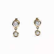 Diamond Bezel Mini Drop Earrings |14K Gold | Bixlers®