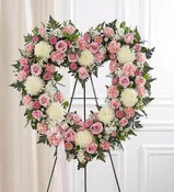 ALWAYS REMEMBER FLORAL HEART TRIBUTE - PINK & WHI