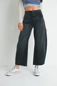 Barrel Jean with Seams - Washed Black