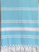 Handwoven Blanket in Turquoise and White Stripes