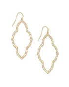 Abbie Gold Open Frame Earrings In White Crystal