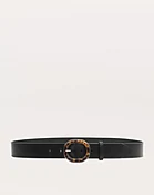 Audrey Tortoiseshell-Buckle Leather Belt