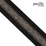 1 1/2 Inch Metallic Striped Patterned Elastic
