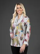 Knit Top with Scarf by Variations V2835