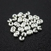 40 pcs crimp covers, bright silver finish, 5mm round, Irina Miech