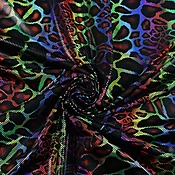 Animal Print Oil Slick Spandex Multi Black | Wholesale Fabric